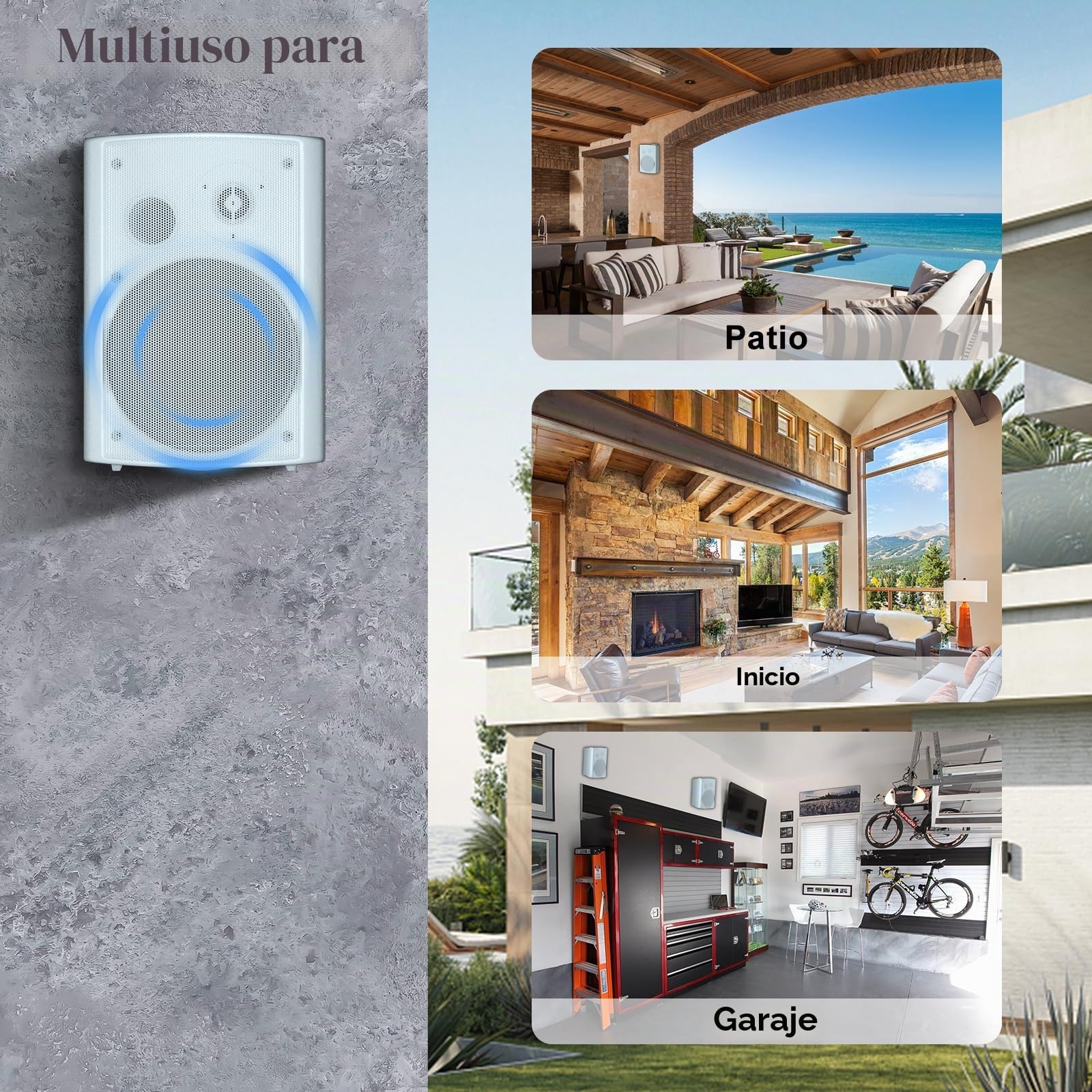 STUDIOFINIX Altavoces de Pared de 6,5 Pulgadas, Sistema de Altavoces Pasivos para Exteriores de 400W/par, Material ABS Resistente para el Patio, el Garaje y la Piscina (Blanco)