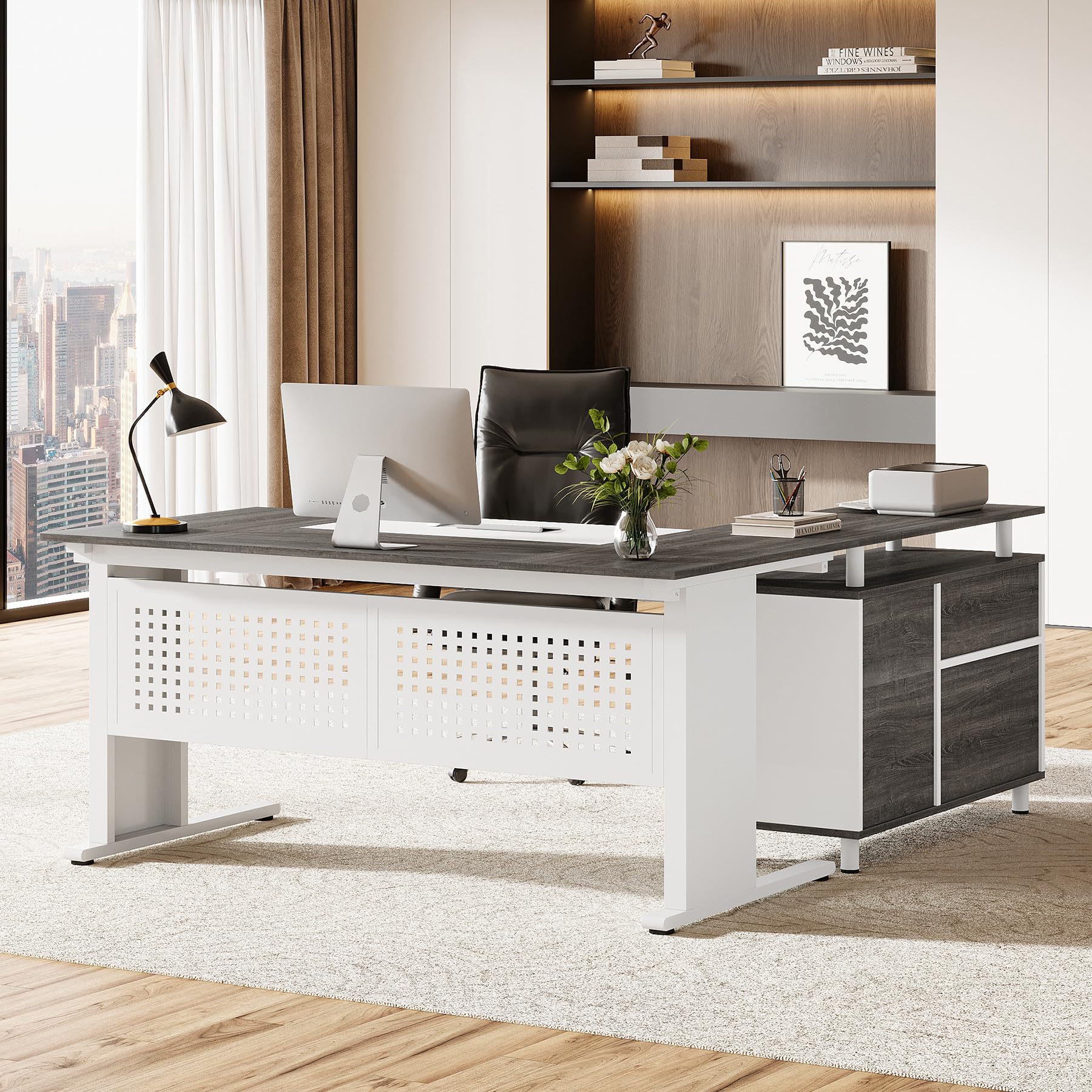 美品 LaVieNS350/GAW【office】 Amazon.com: Tribesigns 63-Inch L-Shaped Executive Desk with