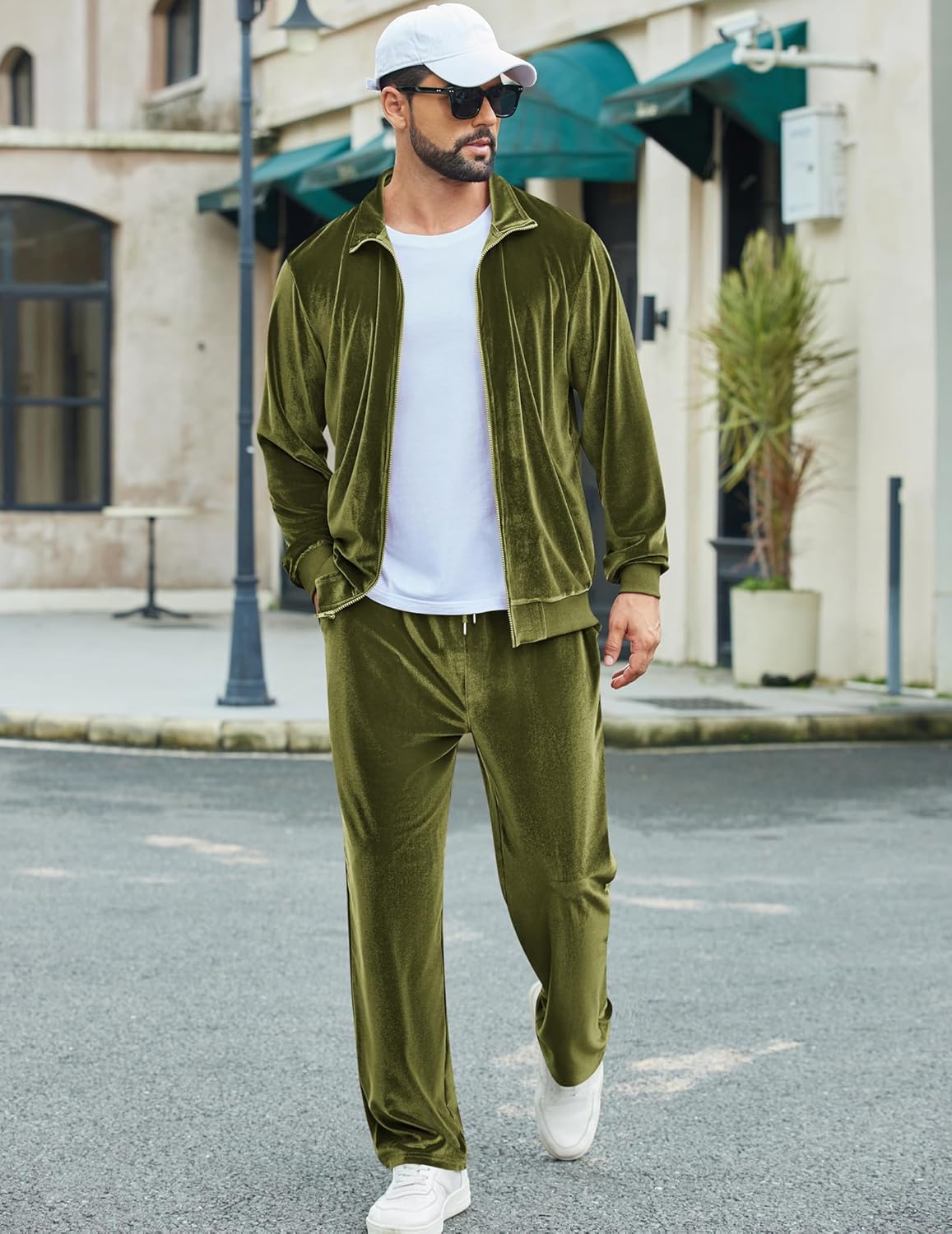 COOFANDY Mens 2 Piece Velour Tracksuit Full Zip Jackets Pants Velvet Jogging Suits Sweatsuit Set - Image 5