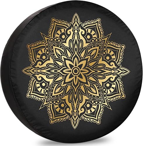 Cubierta de neumático de repuesto con mandala floral, accesorios de camping para neumáticos de repuesto resistentes a la intemperie, a prueba de