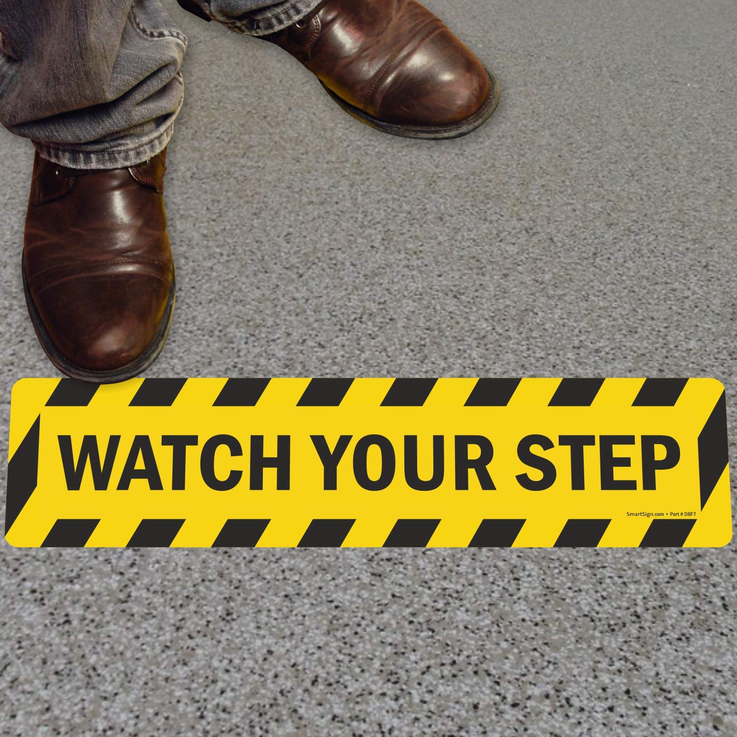 SmartSign "Watch Your Step" Anti Slip Adhesive Floor Sign | 6" x 24"