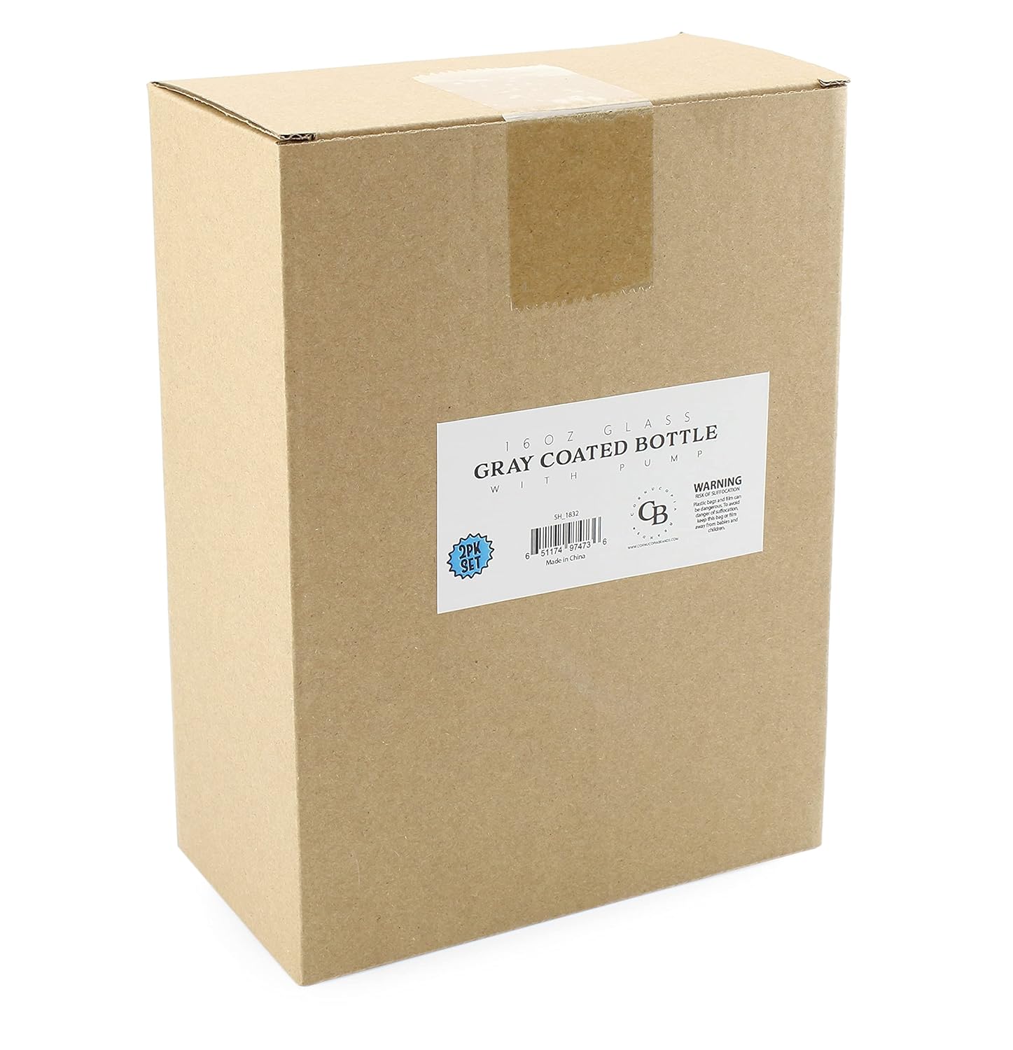 Cornucopia 16oz Gray Pump Bottles (2-Pack); Gray Coated Glass Soap Dispenser Pump Bottles for Lotion, Hand Care & Liquid Soap : Home & Kitchen