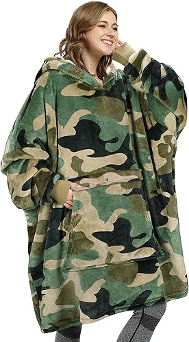 Catalonia Sudadera extragrande tipo manta con capucha, sudadera de sherpa portátil para adultos, hombres y mujeres