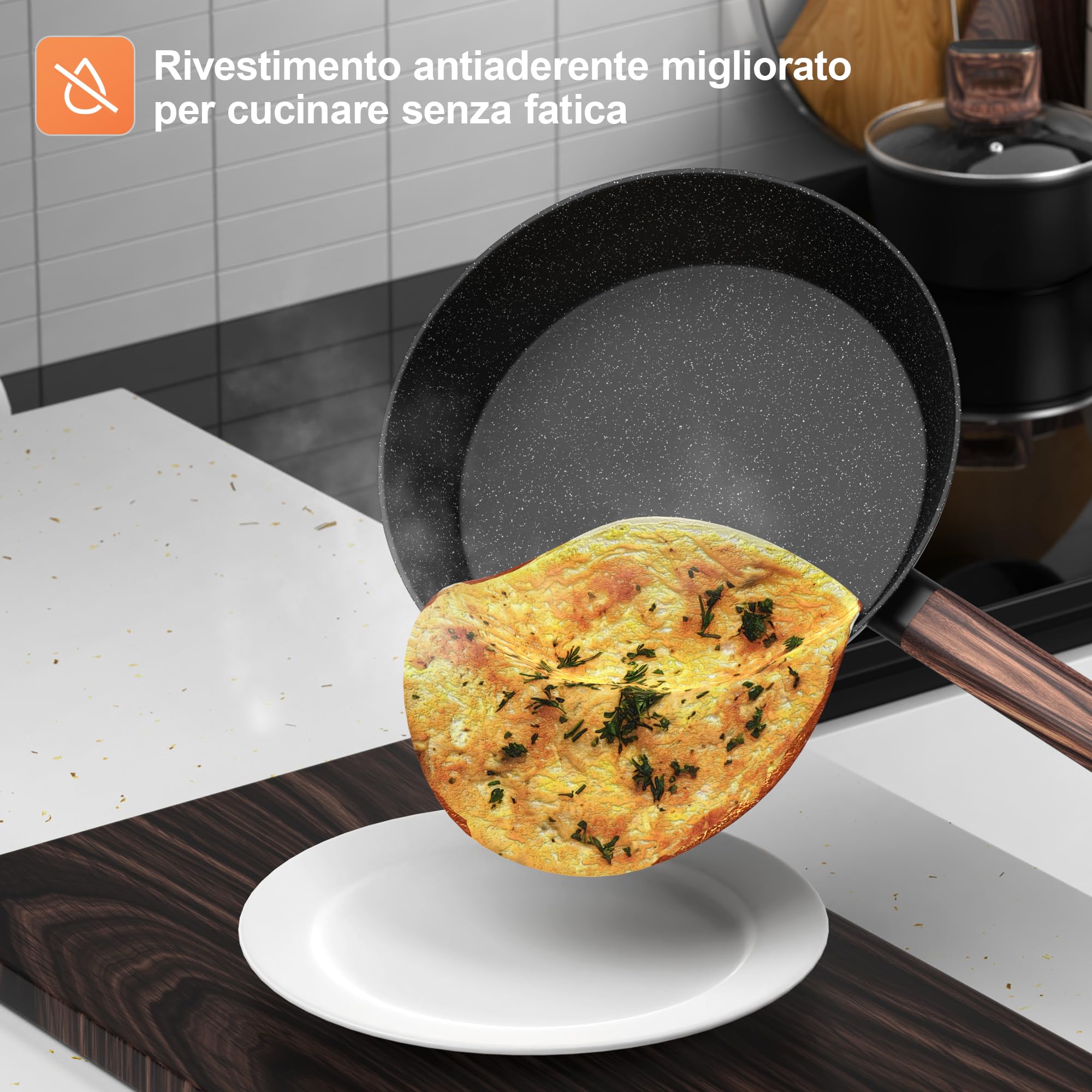 Set Pentole Induzione - 11 Pcs Batteria Pentole e Padelle Antiaderenti Per Tutti i Piani Cottura, Padella da 20/28cm, Padella da 24cm, Pentola da 16/20/24cm con Coperchi, Senza PFOA e PFOS Topbooc