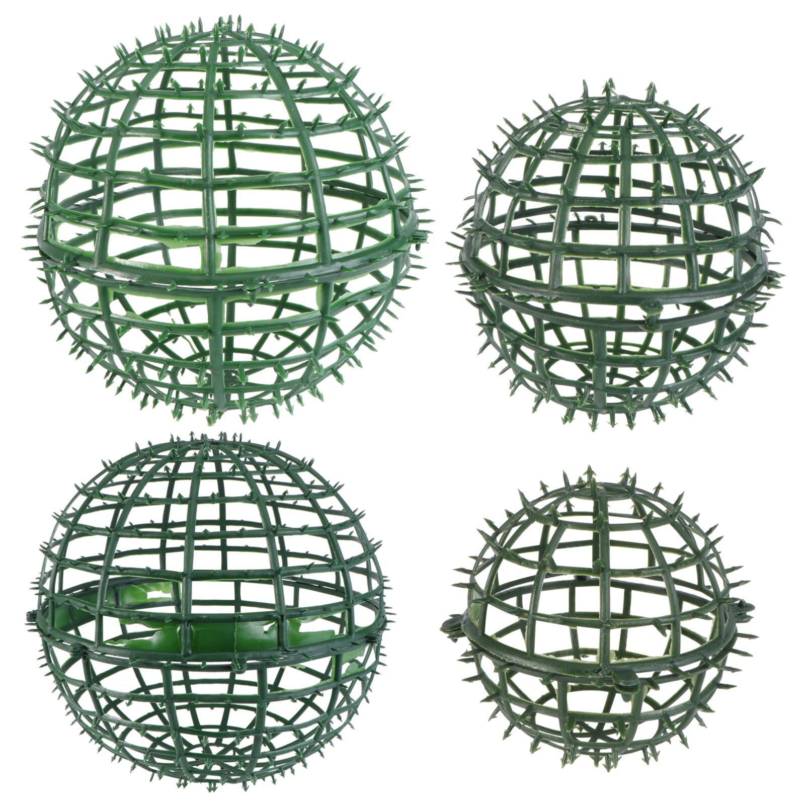 VOSAREA 4Pcs Flower Arrangement Boxwood Topiary Frame Wedding Grass Ball Shelf Decorative Balls for Centerpiece Bowls Topiary Balls Trellis Frame Round Green Grass Plastic 3D Spherical