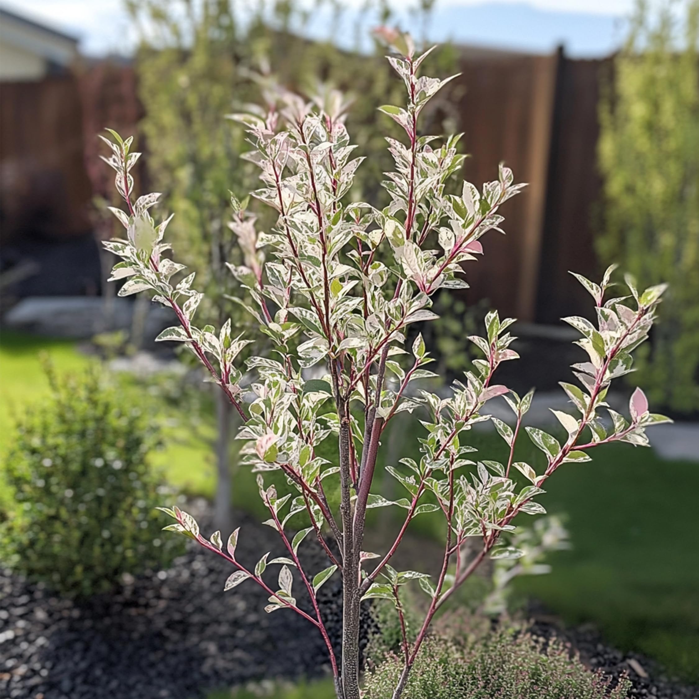 Plant in a Box - Salix integra 'Flamingo' - Set de 2 - Plante exterieur jardin persistant - Saule crevette - Saule panaché - Pot 17cm - Hauteur 60-80cm