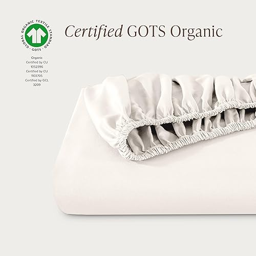 Miniatura 17 de Bare Home 100% Organic Cotton Sateen Fitted Sheet - Smooth Sateen Weave - Breathable & Cooling - Hotel Luxury - Durable Fitted Sheet - Deep Pocket