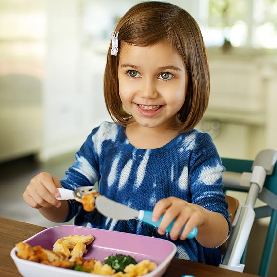 Munchkin SplashTM Toddler Fork, Knife and Spoon Utensil Set, 6 Pack, Blue/Green