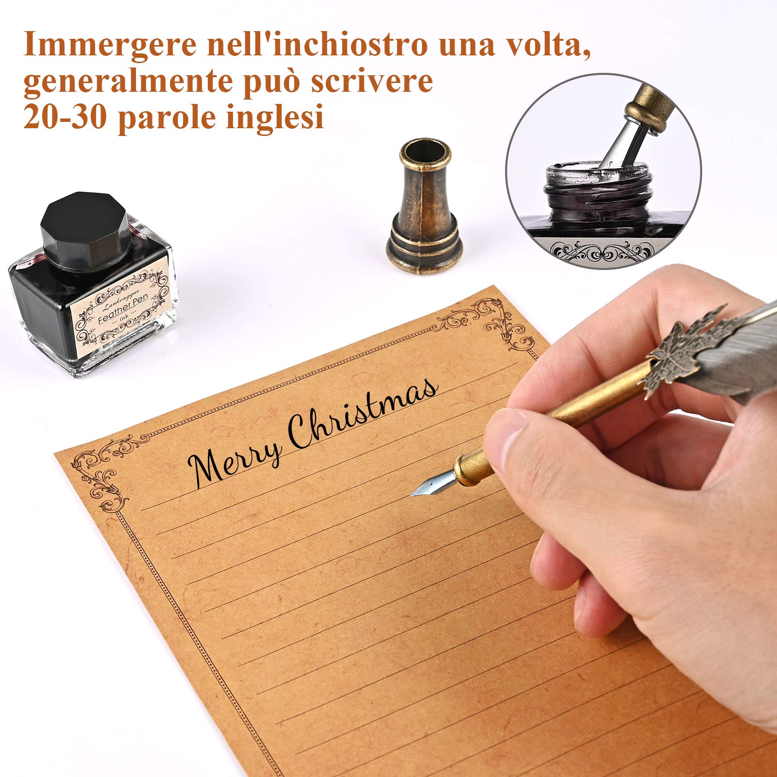 Set Penna Calligrafica JIANTA - Penna A Piuma Con Inchiostro E Accessori - Foto 14