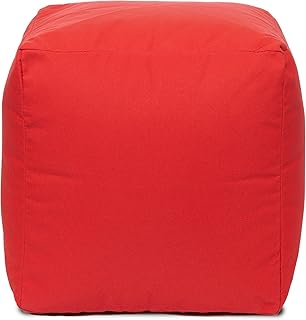Gouchee Home Outdoor/Indoor Fade Resistant Cube Soleil Bean Bag Pouf with Filling Red