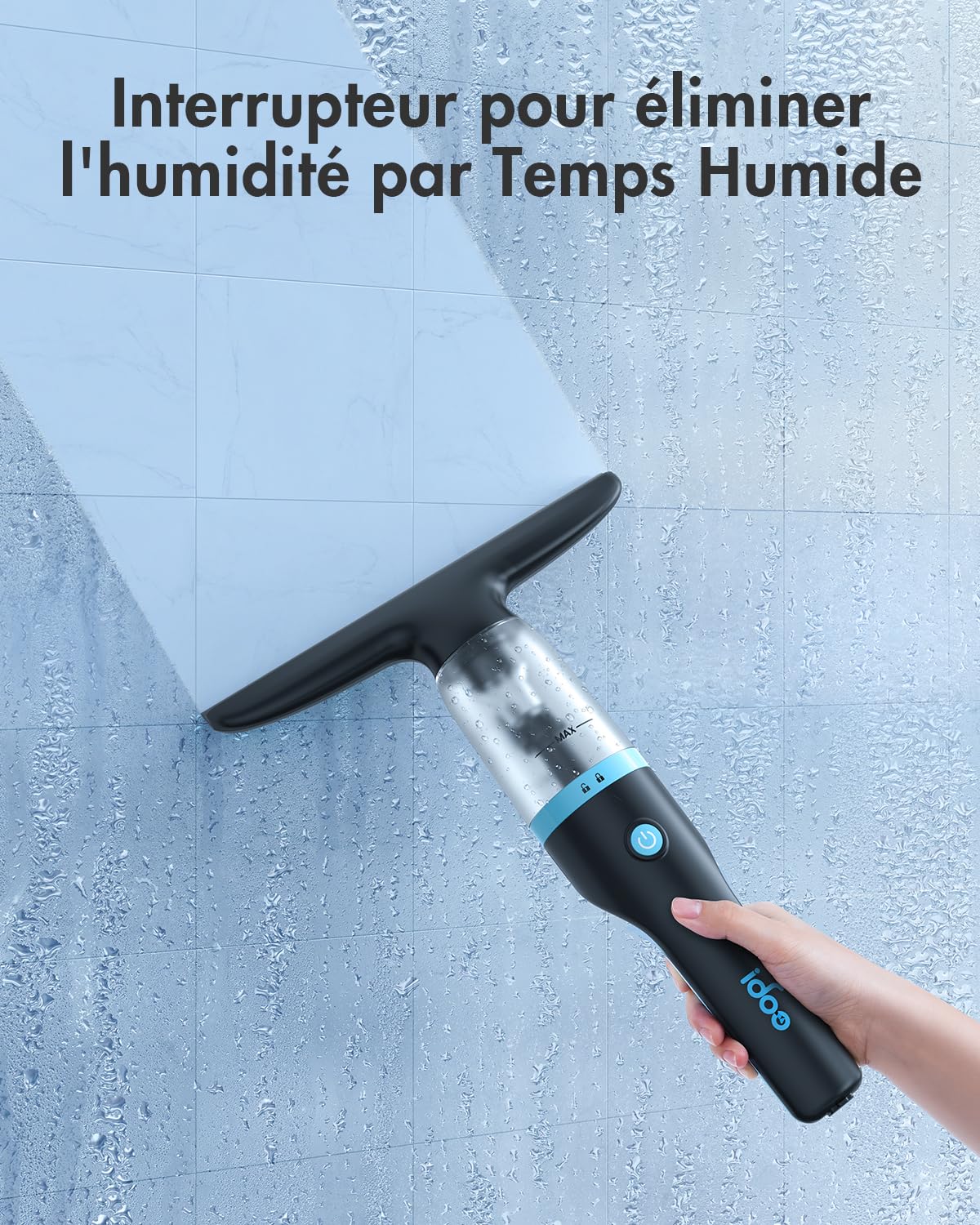 iDOO Nettoyeur de Vitres, Electrique Aspirateur avec Pulvérisateur, Étanchéité IPX4, 360ml, Peut être utilisé jusqu'à 40 minutes, Convient pour Les Fenêtres, Carreaux, Miroirs, Douches et Voitures