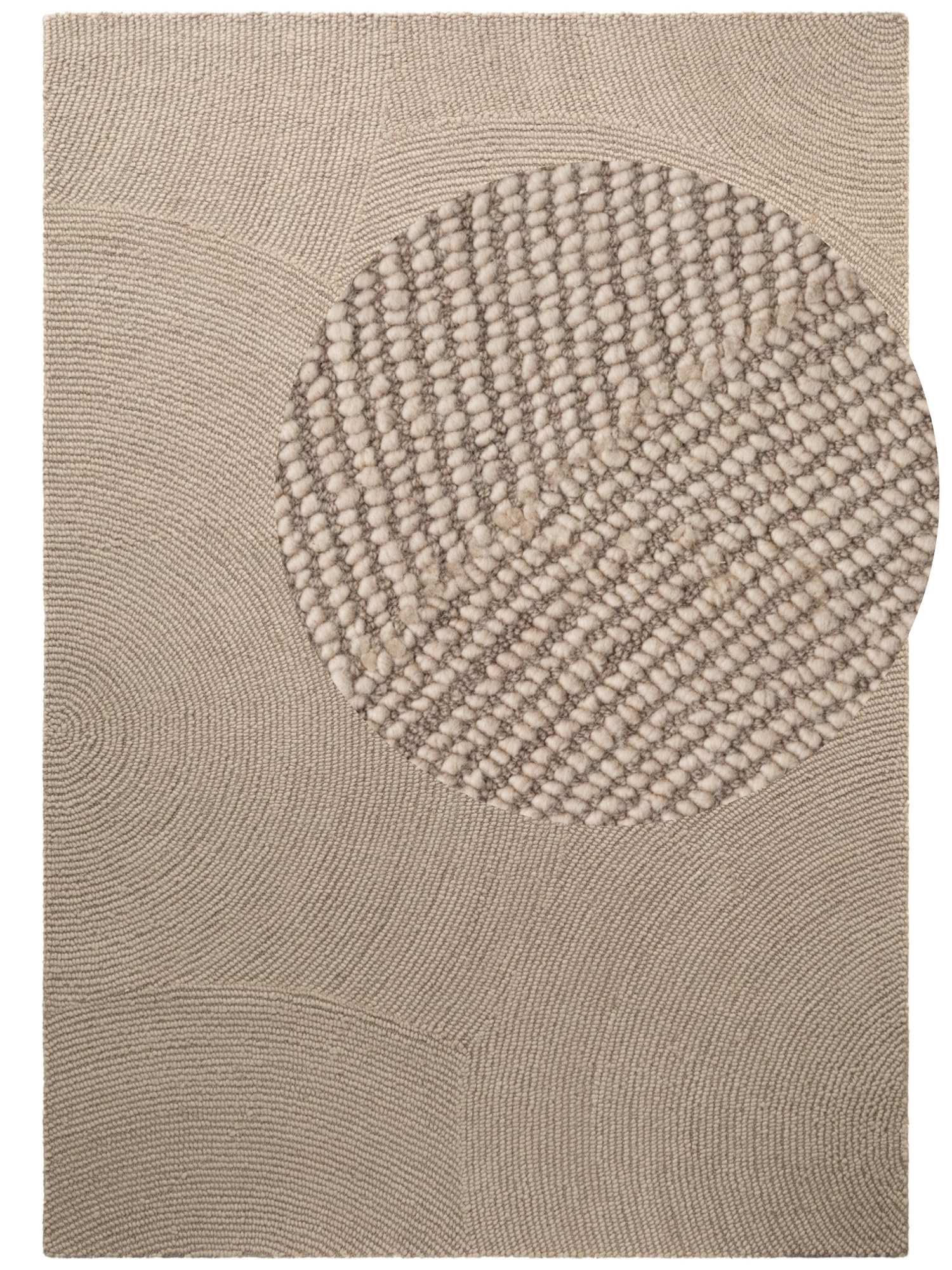 Hanse Home Alfombra de Lana Eleni – Alfombra Natural de salón – Hecha a Mano – Hygge Skandi, Alfombra Bohemia de Lana para salón, Dormitorio, Comedor, Pasillo, Beige Claro, 160 x 230 cm