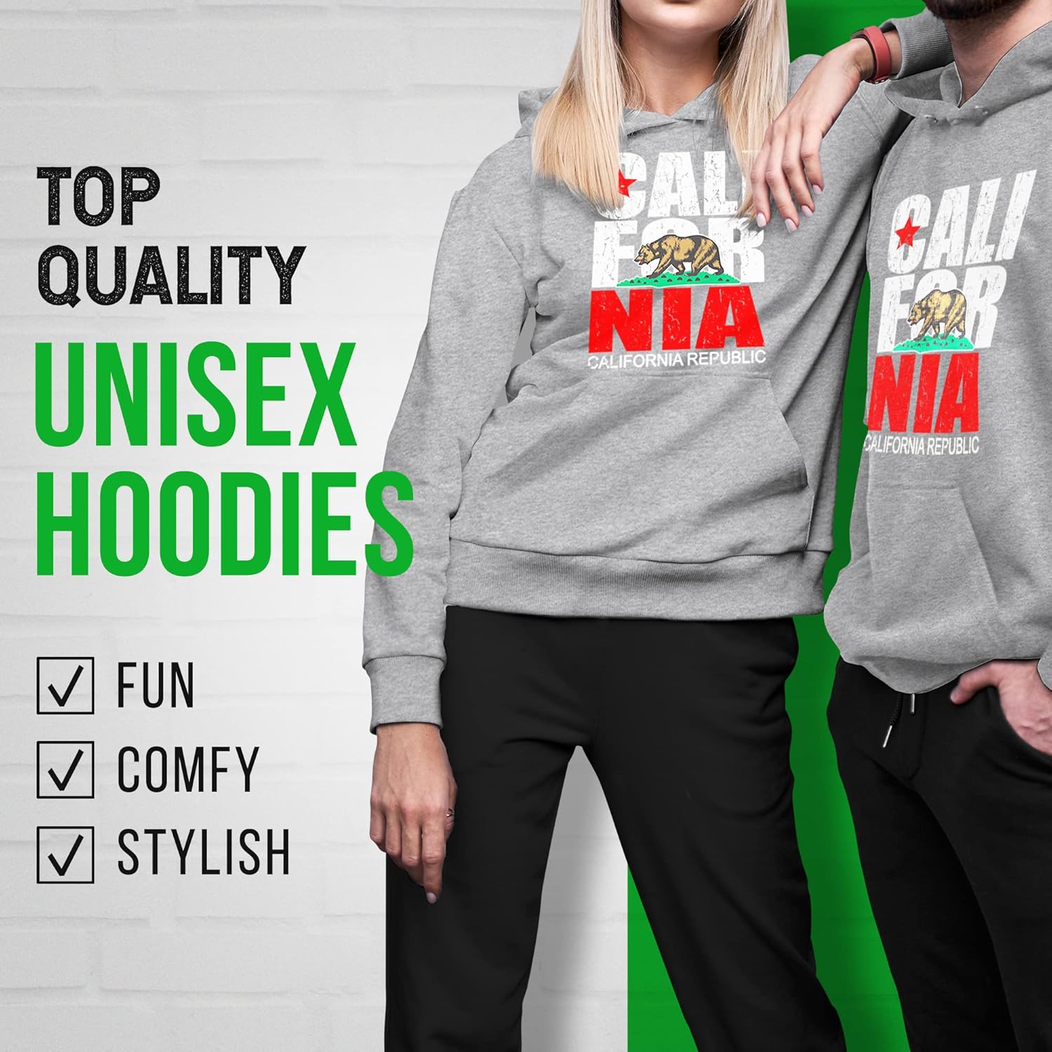 Camalen California Bear Flag Hoodie for Men Women, Pullover Sweatshirt, Soft Unisex Fit, for California Lovers, S-XXL - Image 2