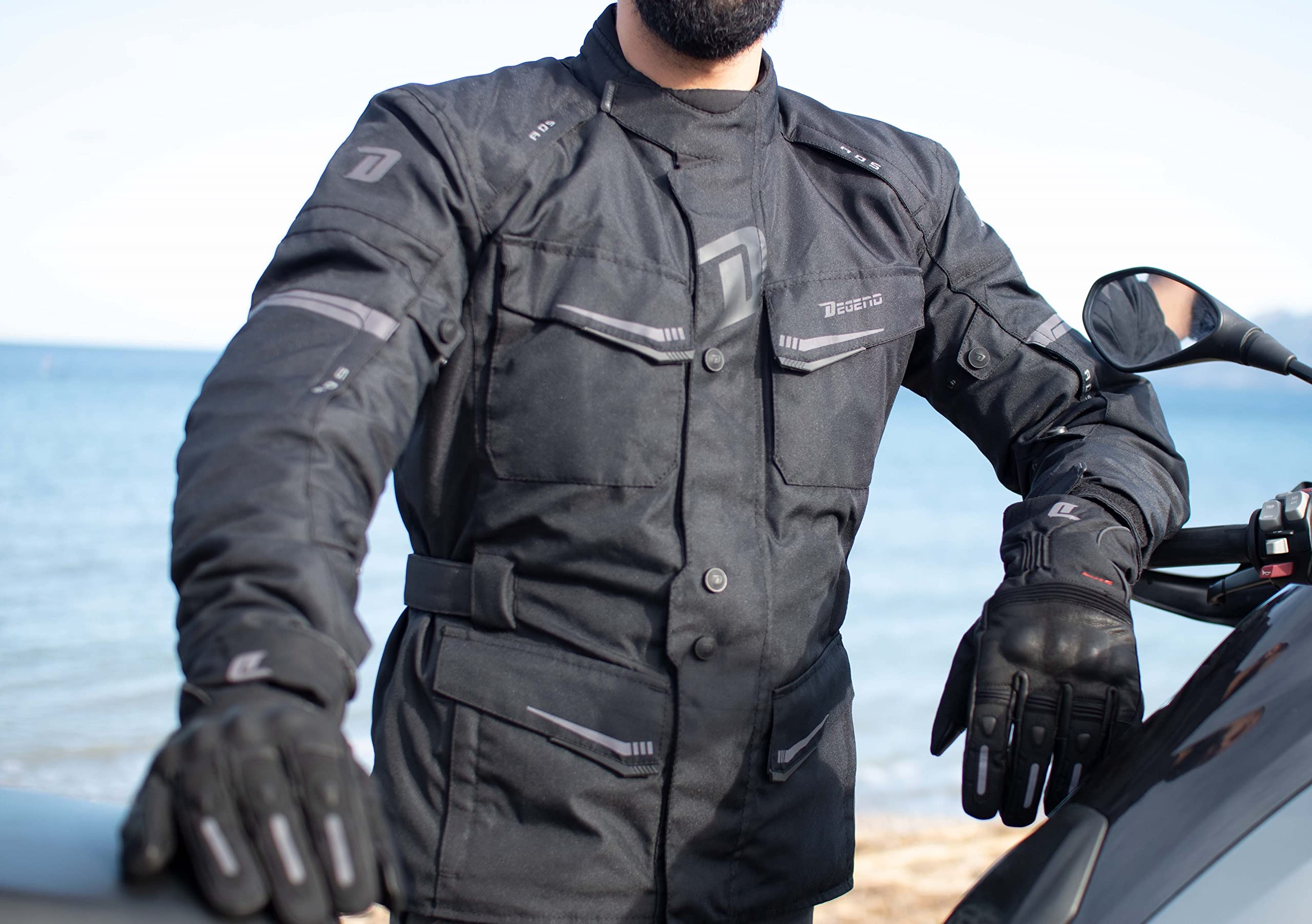 TRAVEL MAN | Motorradjacke Herren mit Protektoren [ Schulter & Ellbogen ] Motorrad Trail Jacke + Herausnehmbares Winterfutter - Homologiert