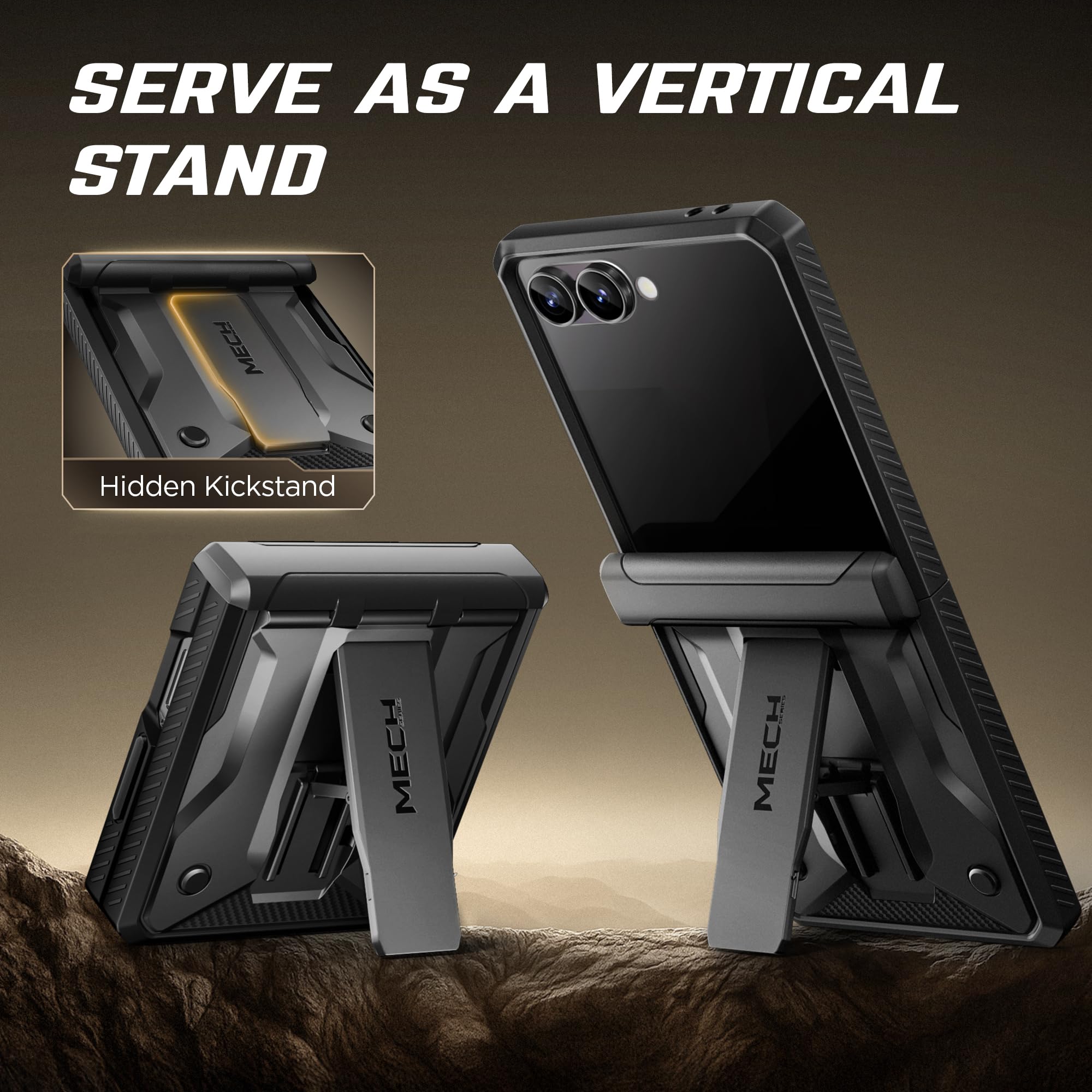 Tongate Custodia Flip Seven per schermo con protezione, nero