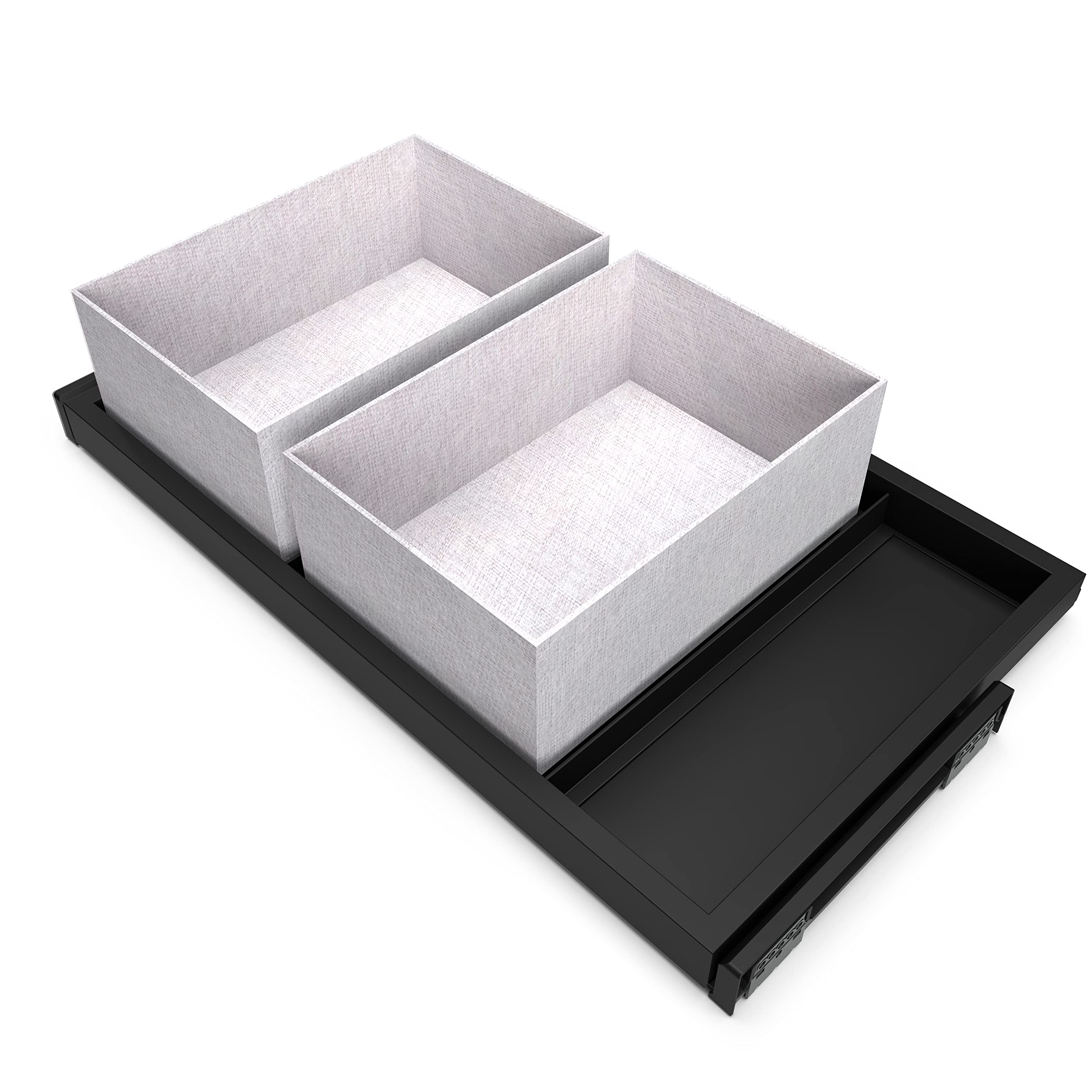 EMUCA - Kit de Bandeja para armarios, 2 cestos organizadores y Bastidor de guías con Cierre Suave, Regulable, módulo 800mm, Negro Texturizado