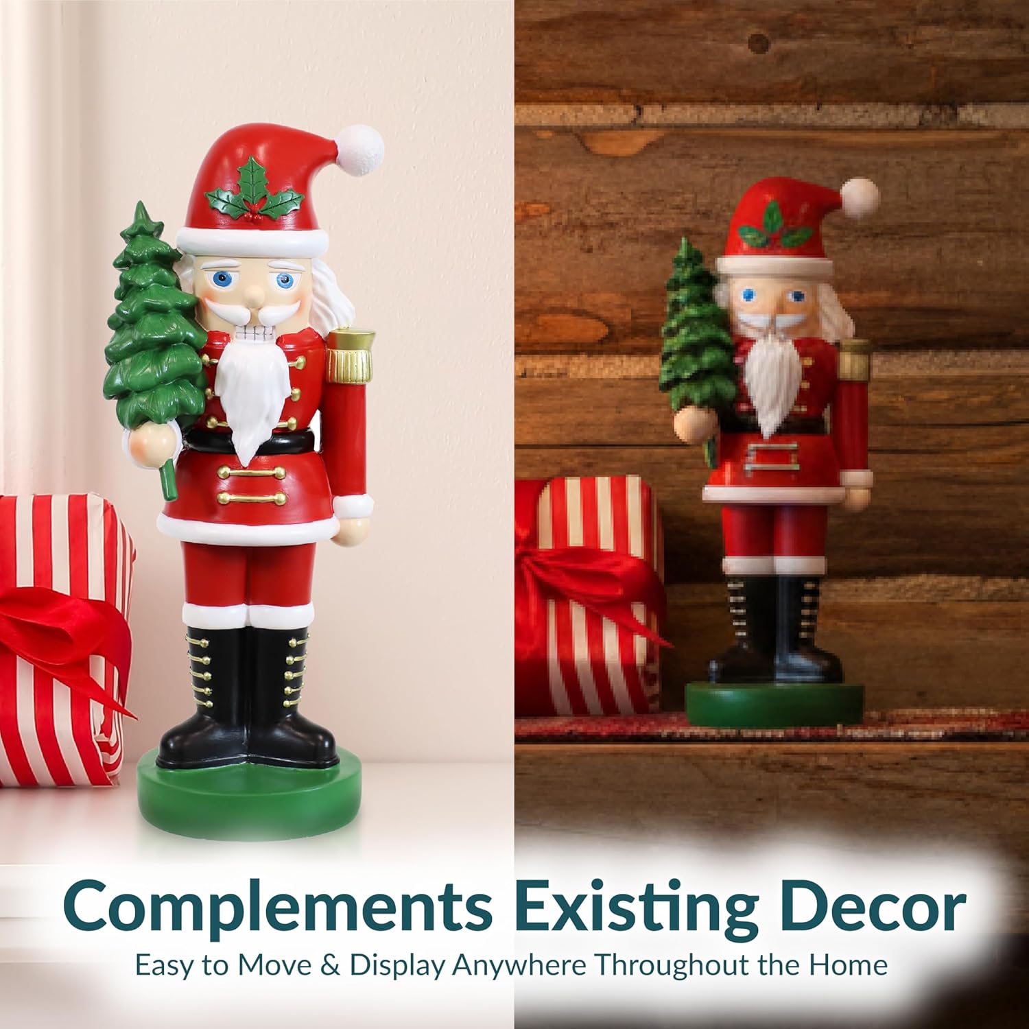 Sunnydaze Santa Claus Nutcracker Christmas Decor - 17" H Indoor Nutcracker Christmas Figurines - Hand-Painted Polyresin