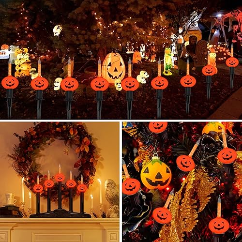 Miniatura 7 de PASUTO Cadena de luces de burbujas de calabaza de Halloween, 7 pies, linterna de Halloween vintage con 7 luces de burbujas líquidas naranjas, luces