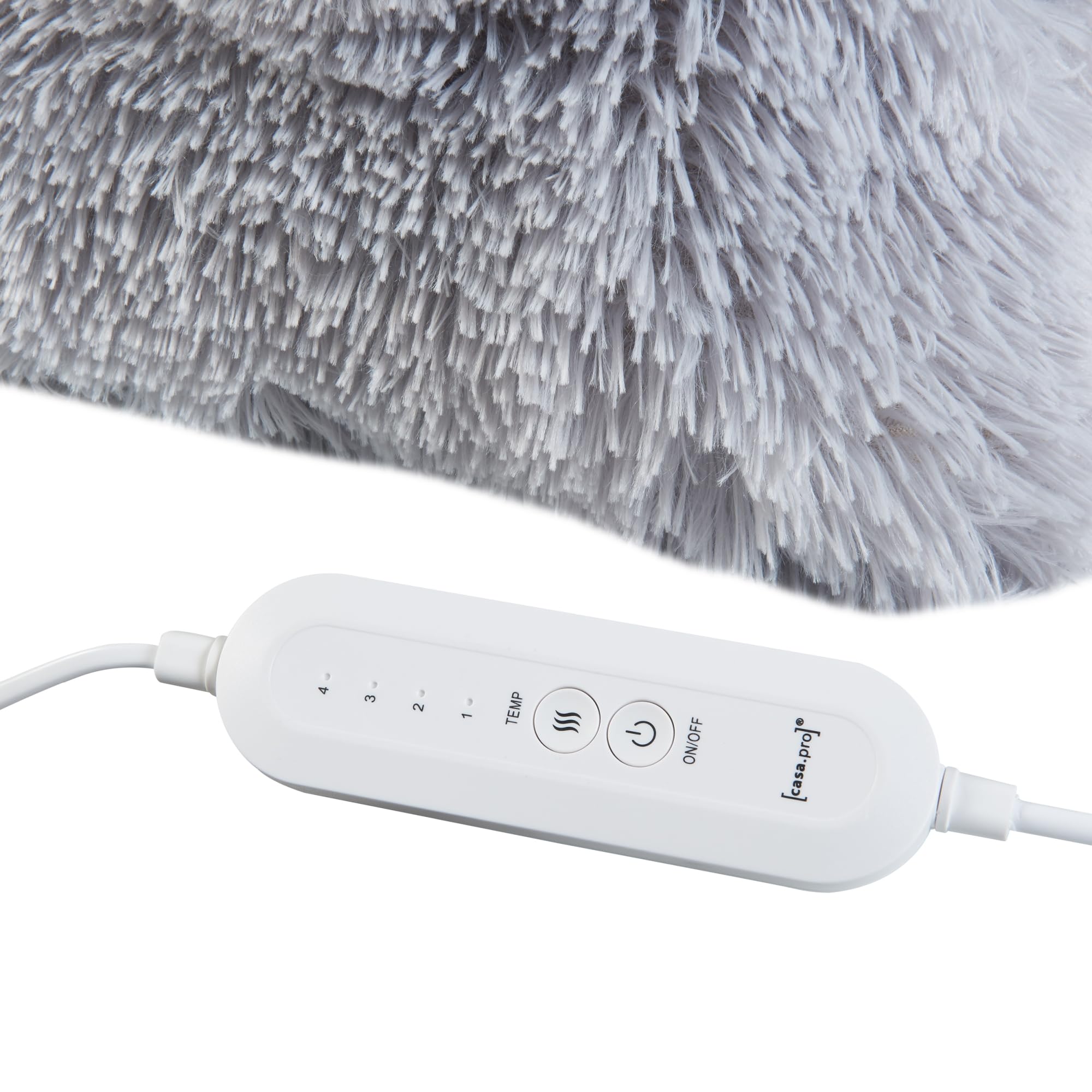 [en.casa] Almohadilla Eléctrica con 2 Aberturas para Pies y Manos Almohada Térmica de Pelusa Apagado Automático Lavable 100W 4 Niveles de Calor Felpa 40 x 40 x 10 cm - Gris