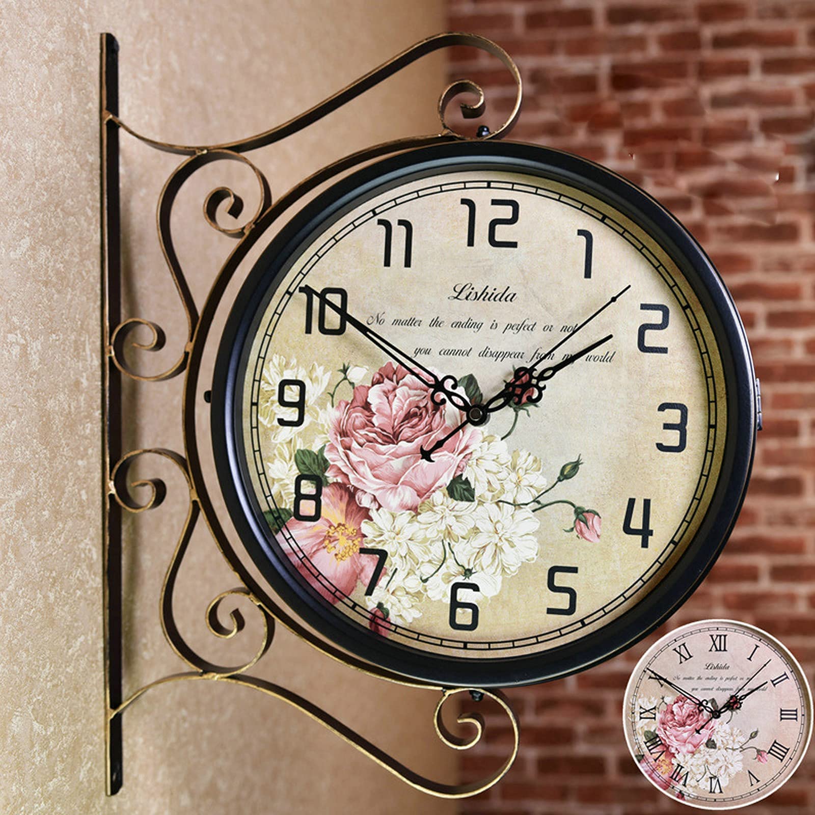 Orologio Parete Vintage Bifacciale - Stile Stazione Ferroviaria