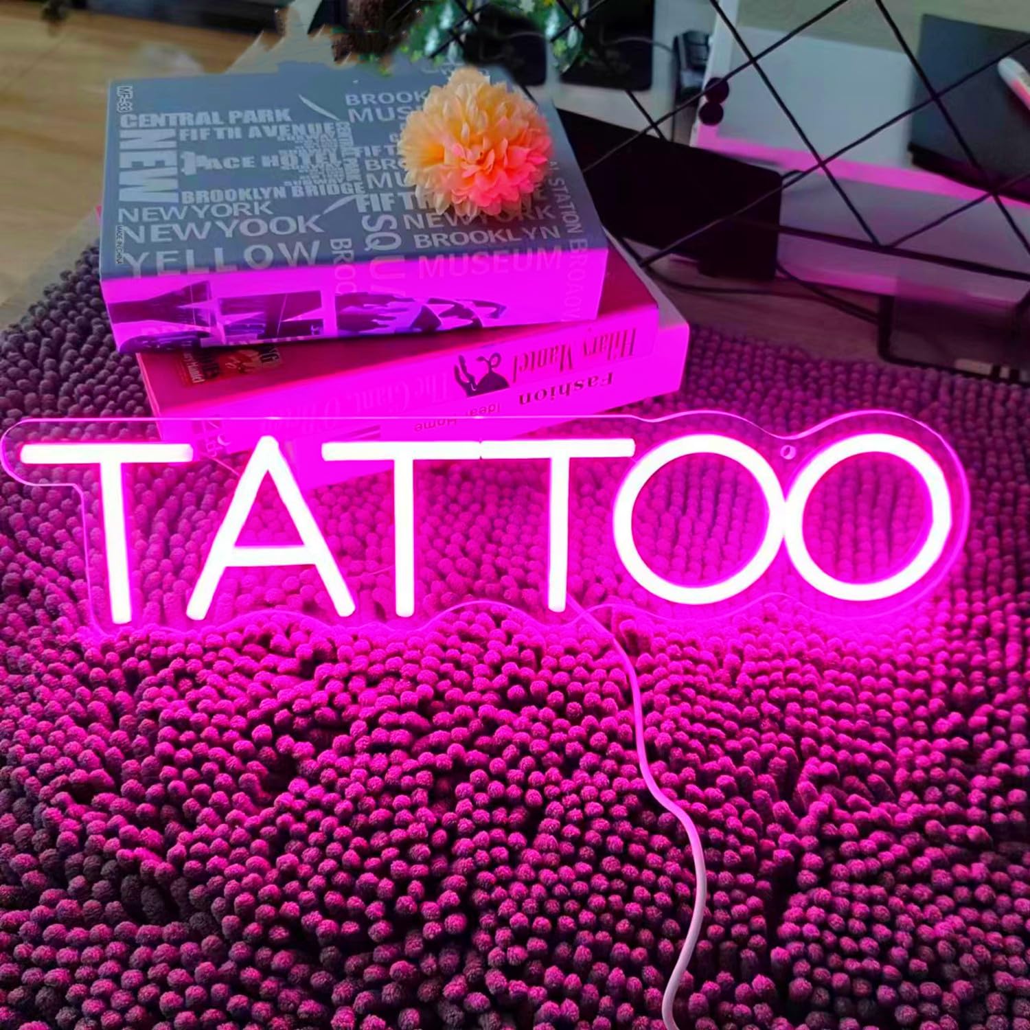 HFHungkeong Dimmable Tattoo Neon Sign,Pink PersonNeon Signs,Reusable Arylic Tattoo Led Sign with Dimmer for Tattoo Salon Studio - Image 3
