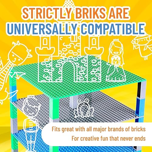 Miniatura 4 de Strictly Briks - Placas base clásicas de 10 x 10 pulgadas 100 compatibles con todas las principales marcas  Ladrillos de construcción para torres