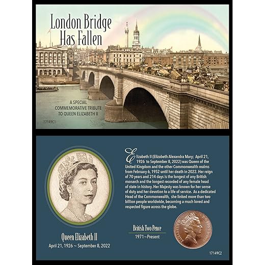 2022 Tribute Collectible Queen Elizabeth II Two Pence Coin Collectible, Coin Year Varies