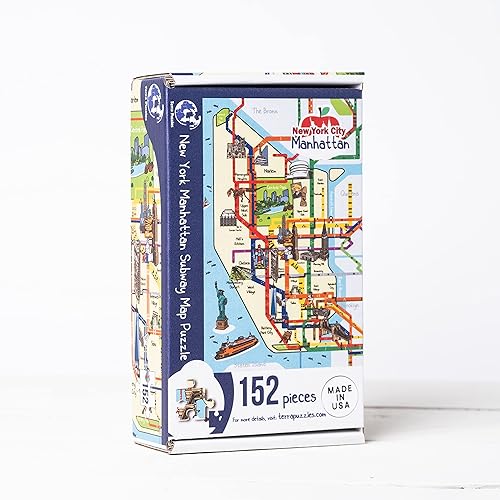 Terra Puzzles New York Manhattan - Rompecabezas de madera con mapa del metro de 152 piezas, 10 x 15 pulgadas