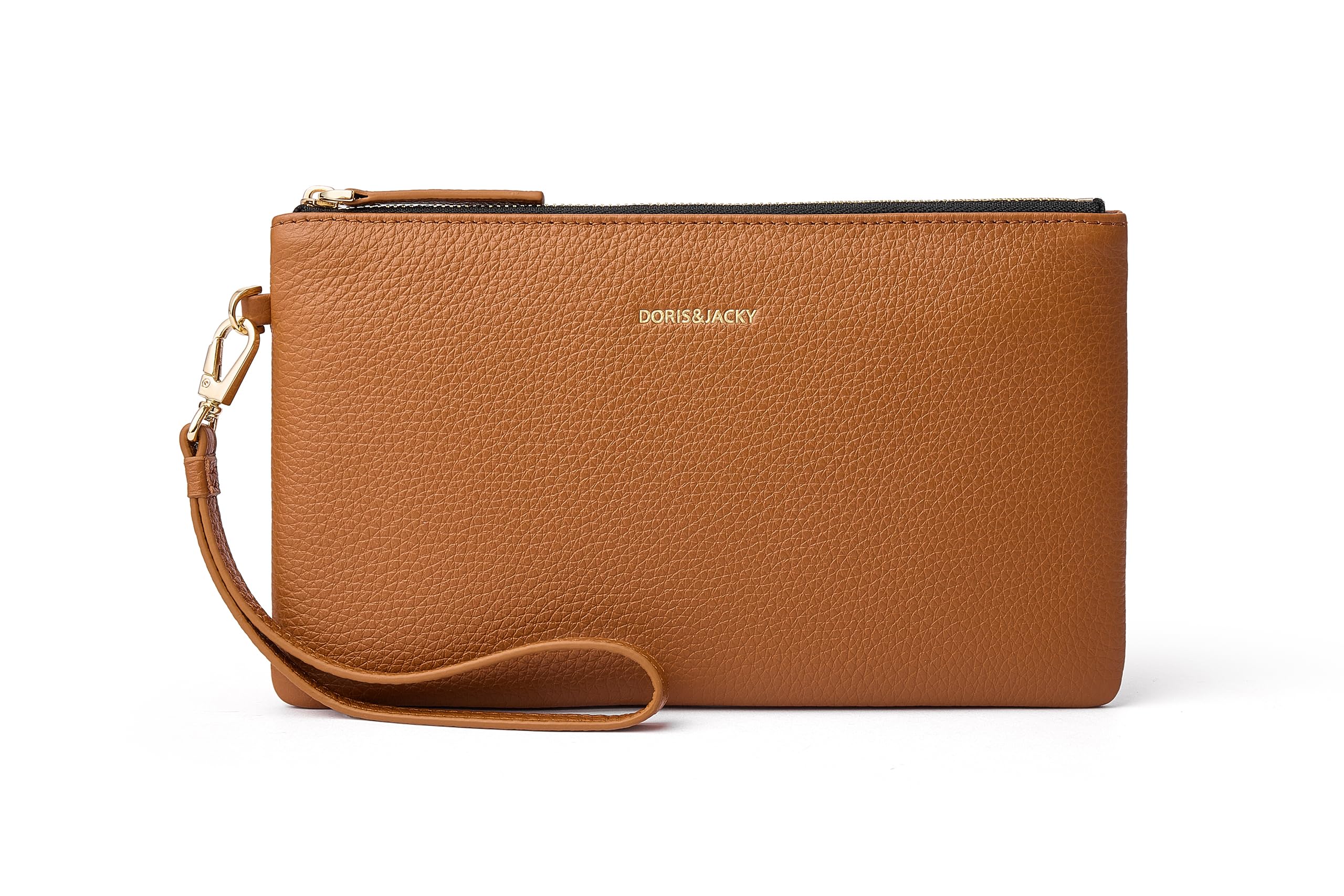 DORIS&amp;JACKY Small Leather Wristlet Clutch Slim Cellphone Wallet for Women