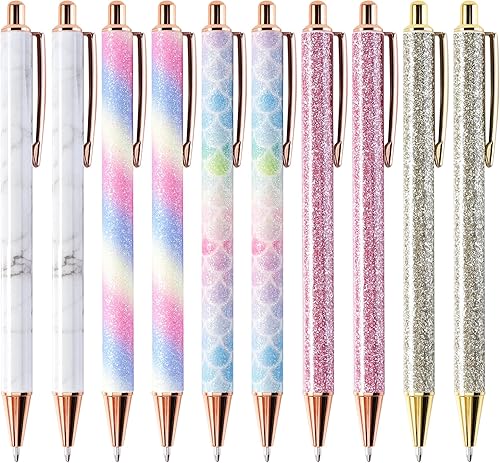 Miniatura 1 de Bolígrafos retráctiles, 10 bolígrafos retráctiles, punta media (0.039 pulgadas), punta media (0.039 pulgadas) para hombres, mujeres, estudiantes,