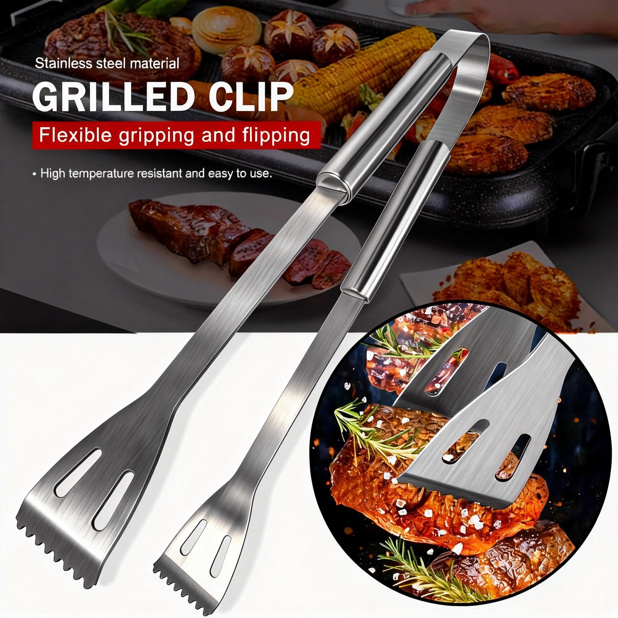 Set d'Ustensiles Barbecue 5 Pièces INOX avec Étui - Accessoires de Gril Professionnels