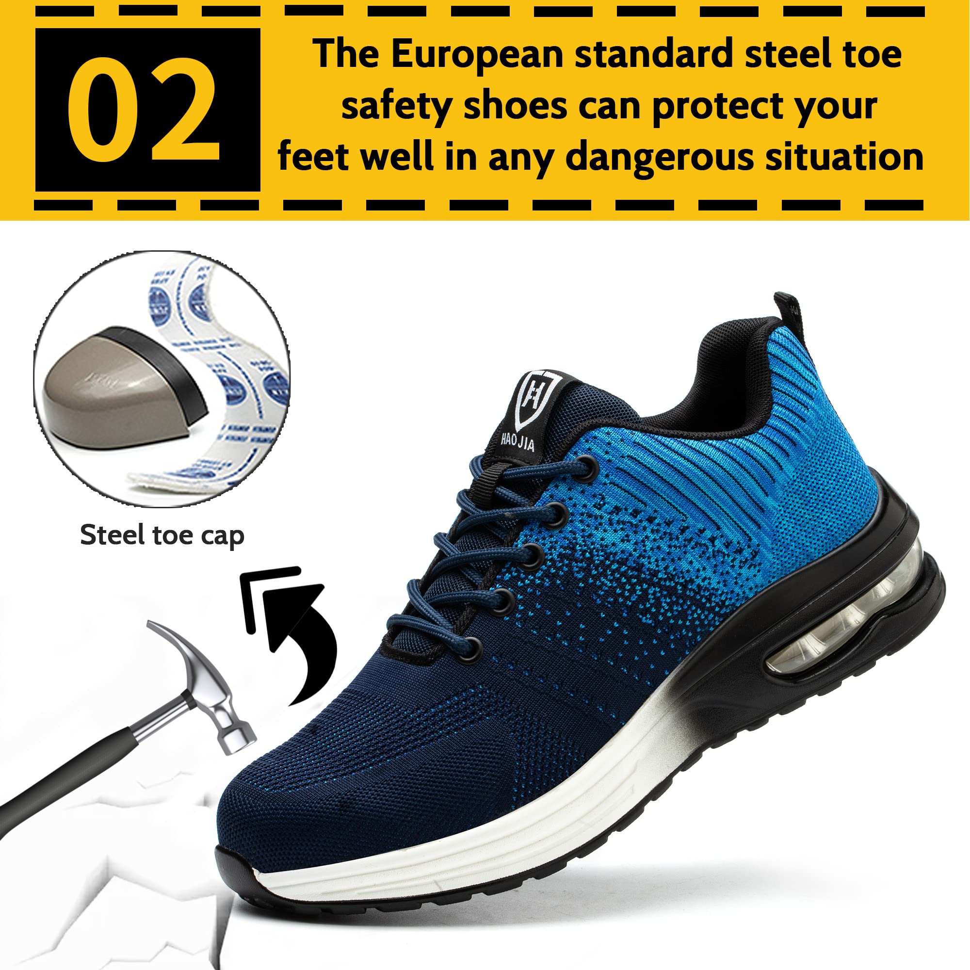 Scarpe Antinfortunistiche Scarpe da Lavoro Scarpe Sportive Leggere con Punta in Acciaio Sneakers Traspiranti con Puntale in Acciaio Uomo o Donna Taglia 35-46
