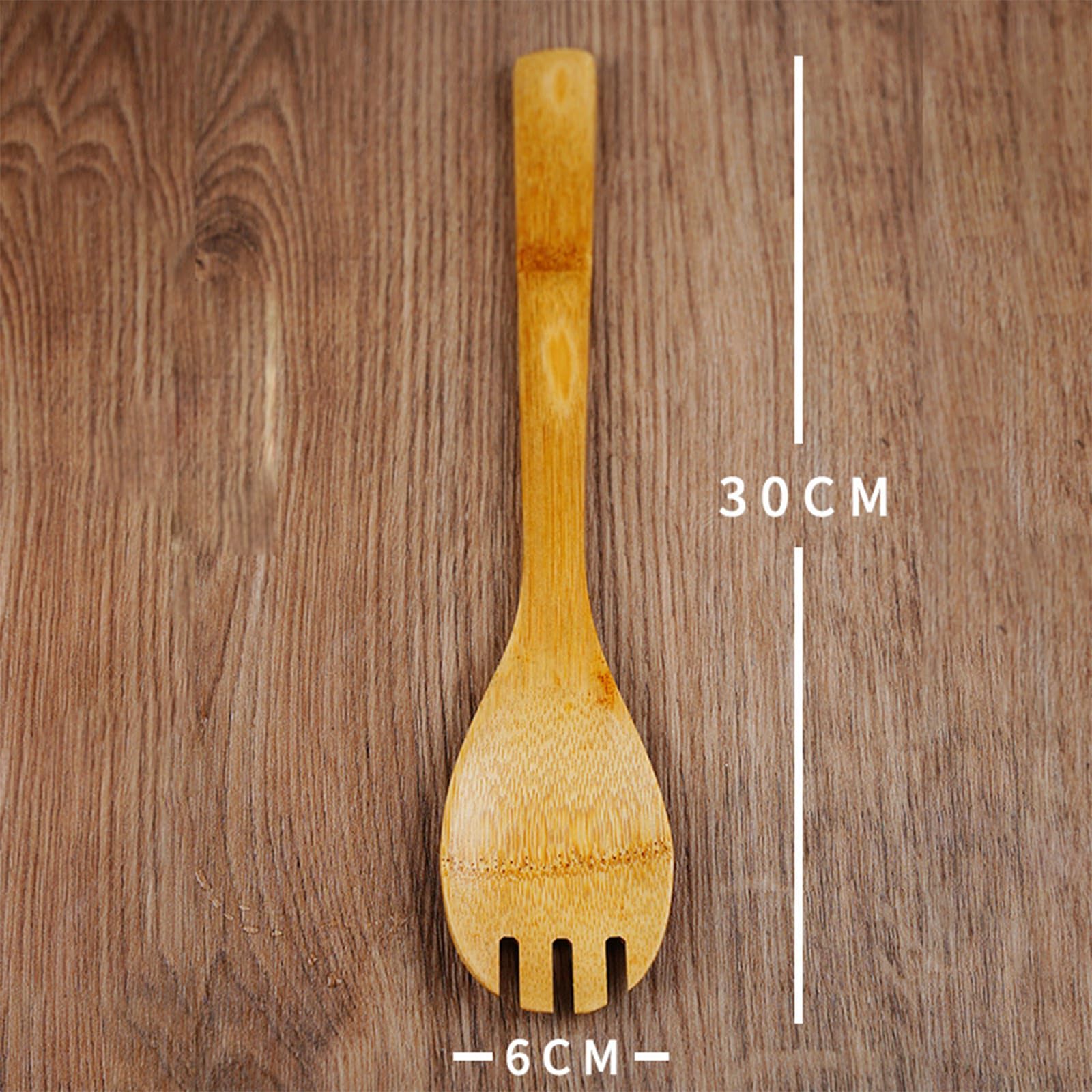 Set 4 Utensili Da Cucina In Legno Di Bambù – Cucchiaio Forato, Spatola, Mestolo – Anti Graffio E Resistente Al Calore