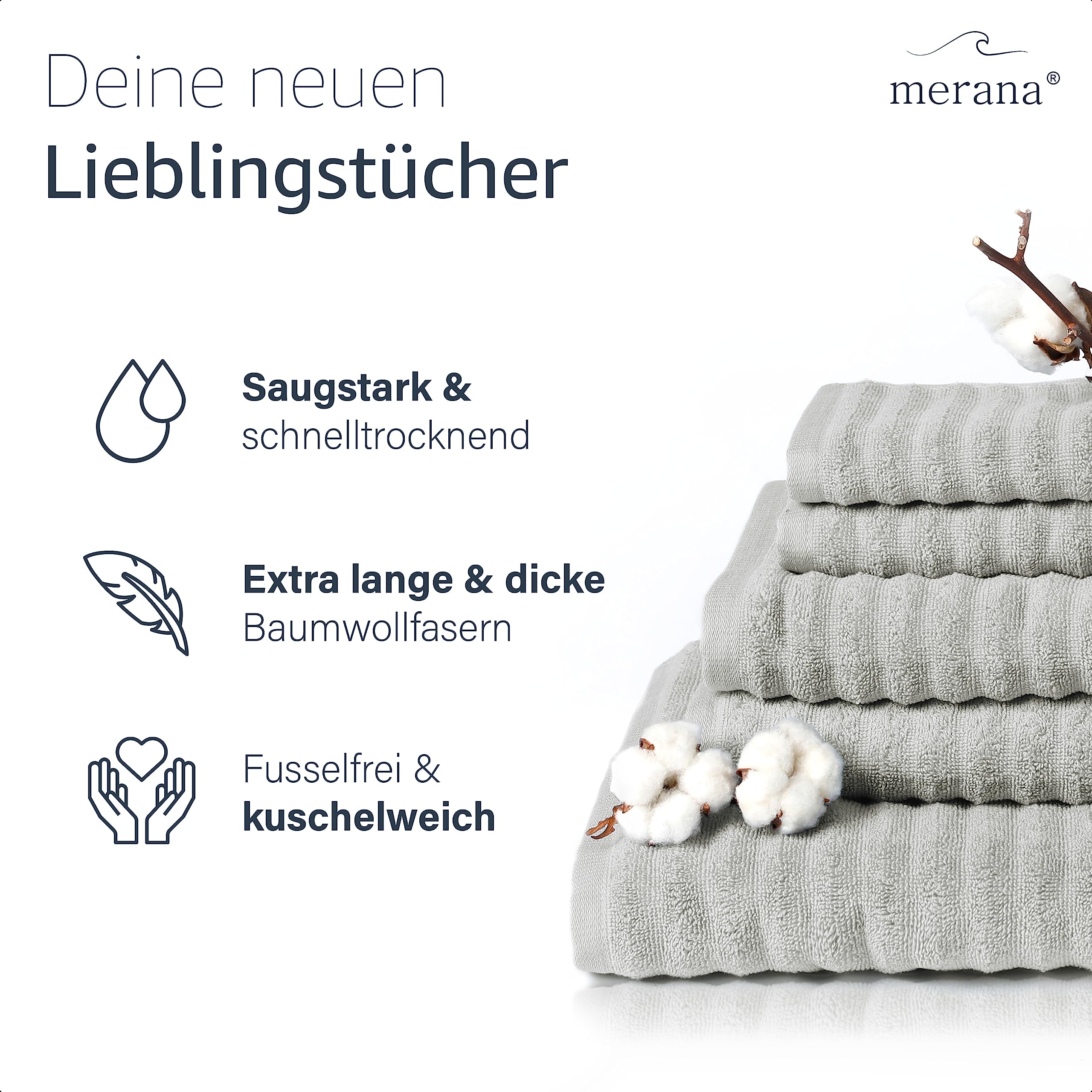 Merana OSLO towel set, Mountain Grey, 2 x towels 50x100cm - Image 2