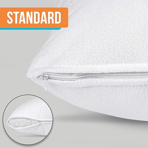 Miniatura 9 de Utopia Bedding Protectores de almohada impermeables con cremallera (paquete de 2), funda de almohada de rizo color blanco King, fundas de almohada a