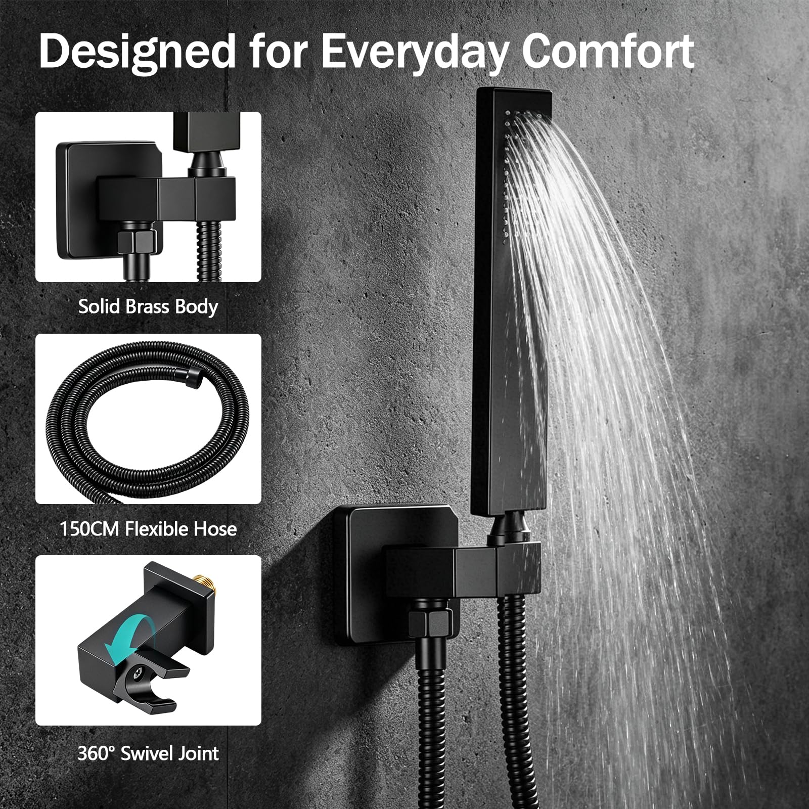 Unterputz Regendusche System 30 x 30 cm, Wartung ohne Wandöffnung