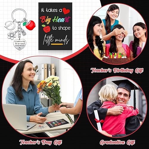 Miniatura 7 de Yinkin Valentine Teacher Appreciation Gifts for Women Teacher Initial Keychain Keyring with Notebook Gifts for Teachers