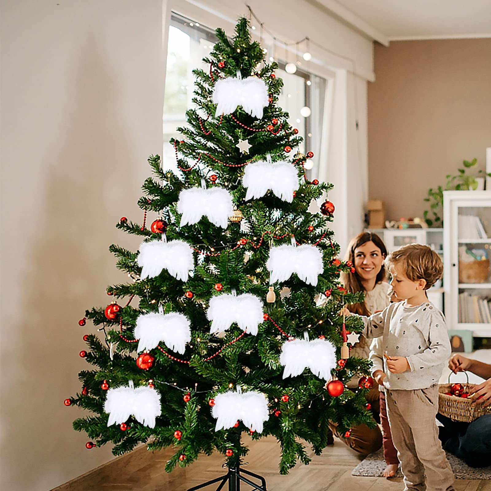 HERZONE Lot De 12 Pendentifs En Bois Pour Sapin De Noël