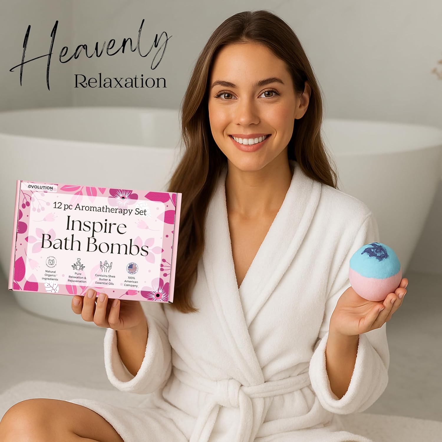 EvolutionUSA Inspire Bath Bombs for Women & Girls – 12 Flower Topped Bath Bombs Girls, Lush Woman Bathbomb Set, Organic Bath Fizzers, Luxury Gift Mothers Day, Birthday, Valentines, Easter or Self Care - Image 7