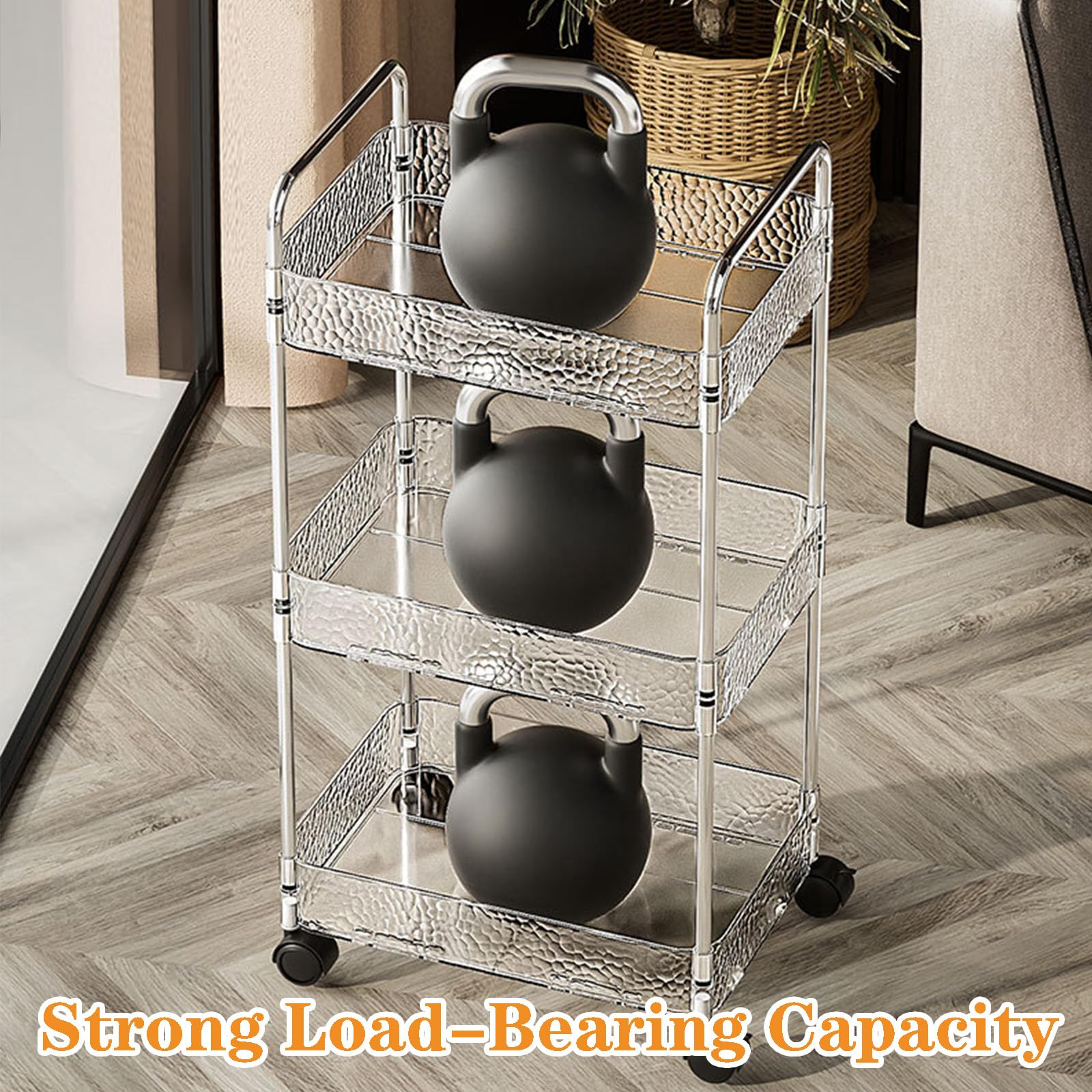 Carrito rodante delgado de Armario Gadts – Estante de ruedas de acrílico transparente para zonas estrechas, ideal para uso en baño y cocina