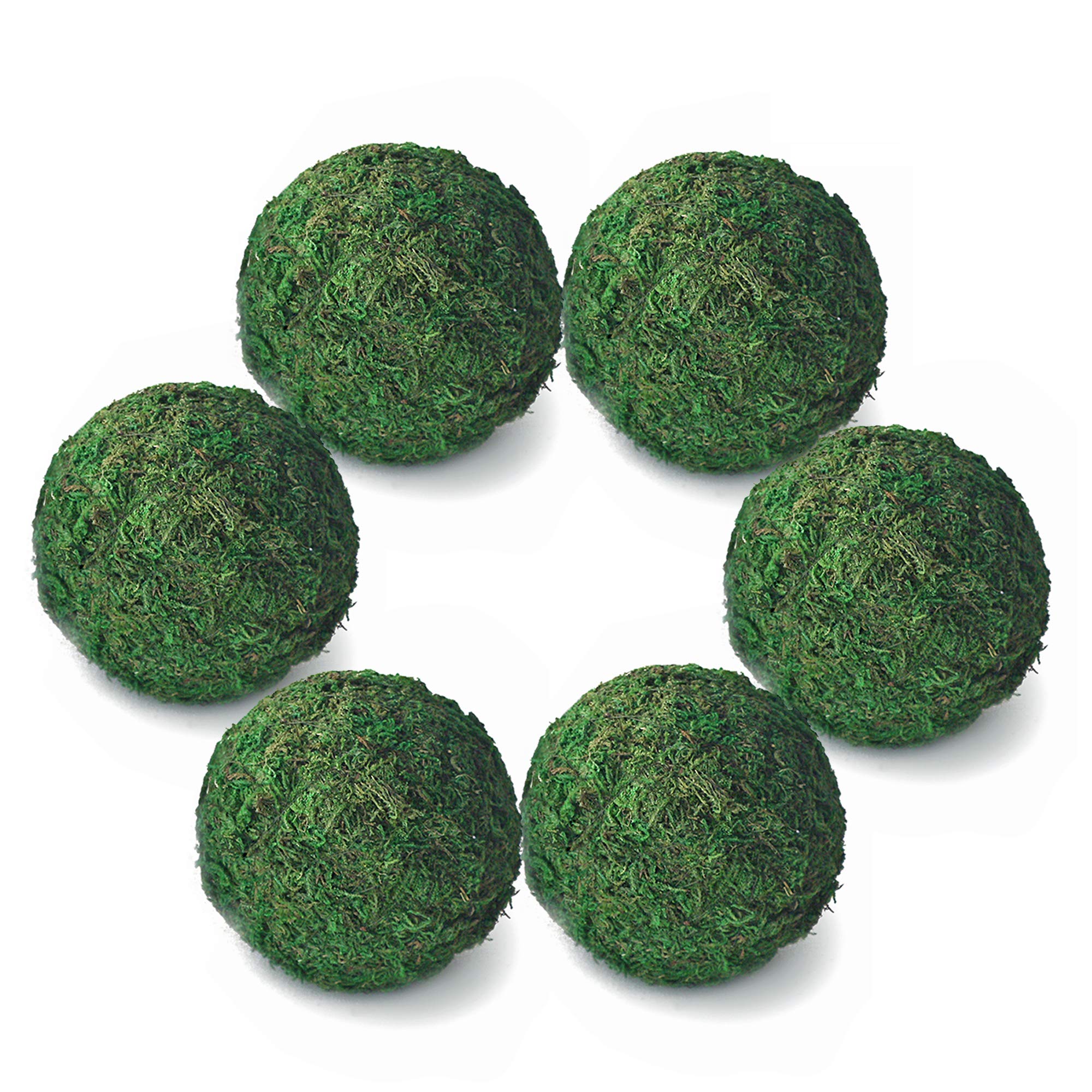 Qingbei Rina Moss Balls Decorative for Bowl(4"-Set of 6), Large Green Moss Ball, Bowl Fillers for Centerpiece, Handmade Natural Moss Decorative Balls, Home Party Wedding Decor