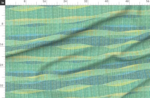 Miniatura 2 de Spoonflower Fabric - Teal Aqua Bohemian Mid Mod Vintage Retro 60S Abtract Waves Printed on Organic Cotton Sateen Fabric Fat Quarter - Sewing