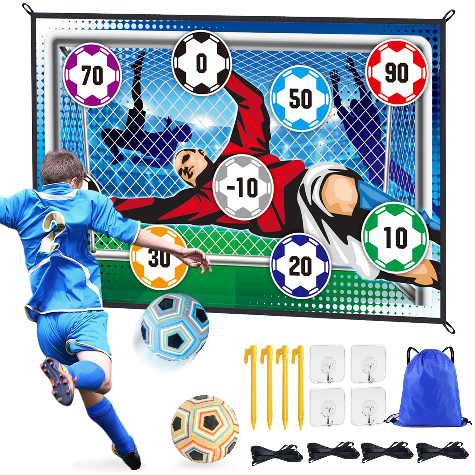Set da Gioco con Pallone da Calcio per Bambini 3 4 5 6 7 8 Anni,Porta da Calcio Giocattolo per Interni ed Esterni con 2 Palline,Giocattolo Sportivo Regalo Compleanno per Bambini