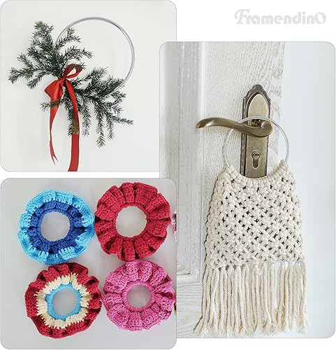 Miniatura 4 de Framendino, Paquete de 12 anillos de macramé de 3 pulgadas de metal plateado floral para decoración de coronas de Navidad, atrapasueños, manualidades
