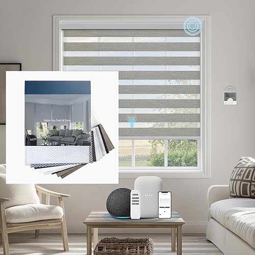 Kerxwerd Muestra de color motorizada de persianas de cebra inalámbricas