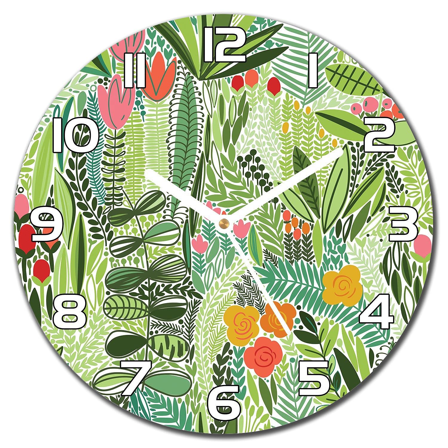Horloge en verre jungle de 30 cm pour créer une ambiance salon tropicale moderne