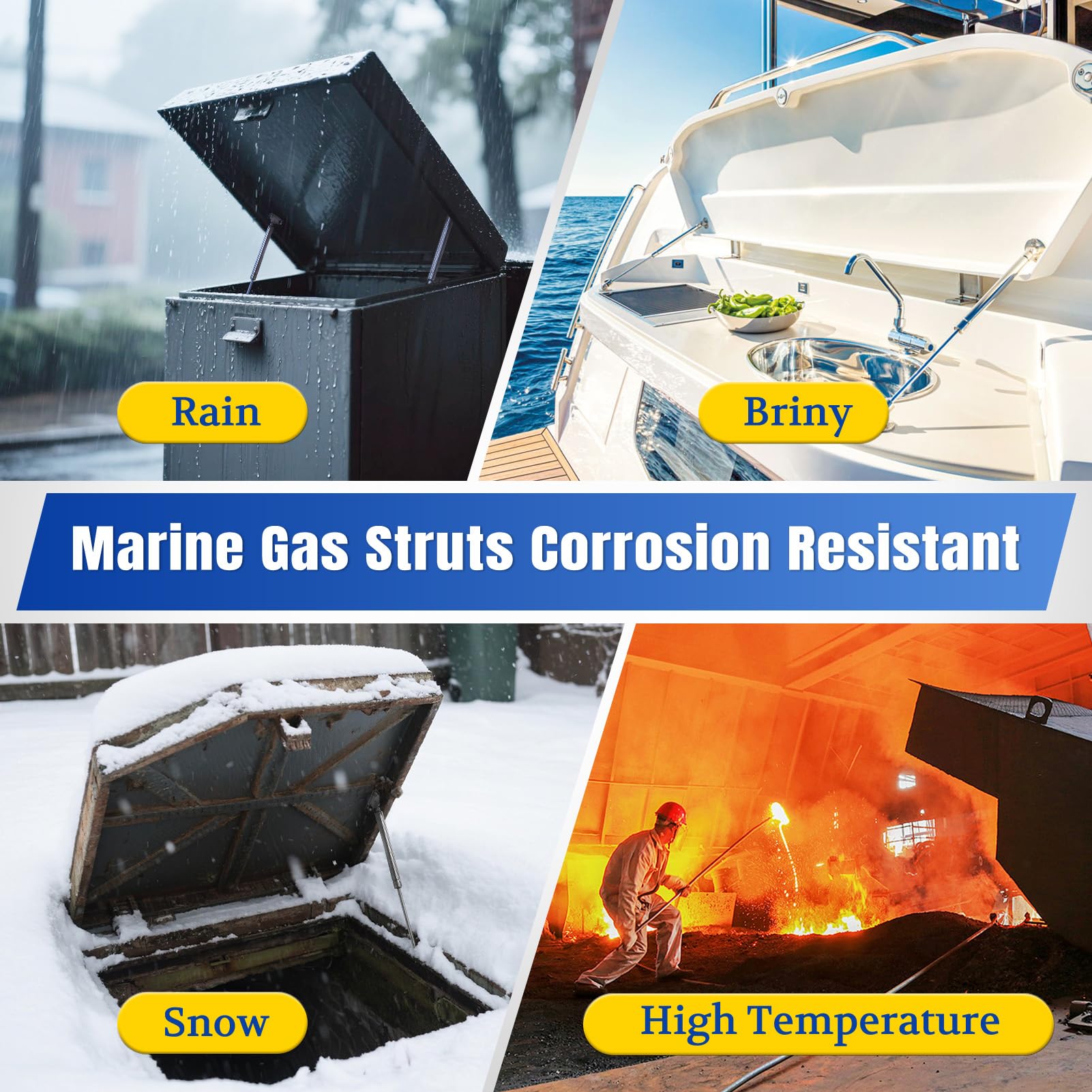 Stainless Steel 15" 60# Gas Strut – RV Marine Marine Nitro Prop Spring Lift Shaft