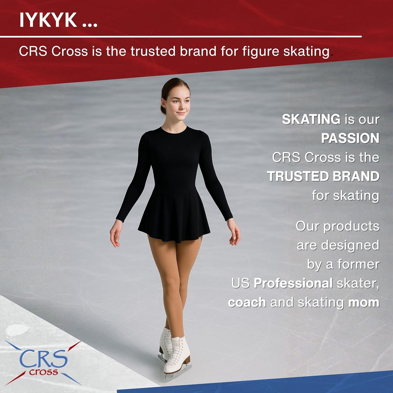 CRS Cross Figure Skate Tights - 2 Pair Footed for Competitions, Practice, Ice Skating or Dance