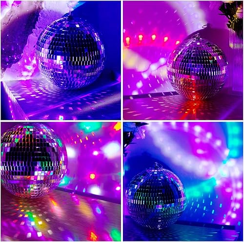 Miniatura 6 de Decoración de bola de discoteca de espejo con anillo para colgar, adorno de bola de discoteca grande de 8 pulgadas para decoraciones de fiesta de