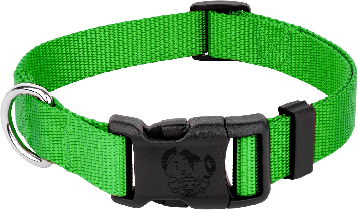 Country Brook Petz - 32 Vibrant Colors - American Made Deluxe Nylon Dog Collar with Buckle (Extra Small, 3/8 Inch Wide, Hot Lime Green) Extra Small (Pack of 1) Hot Lime Green